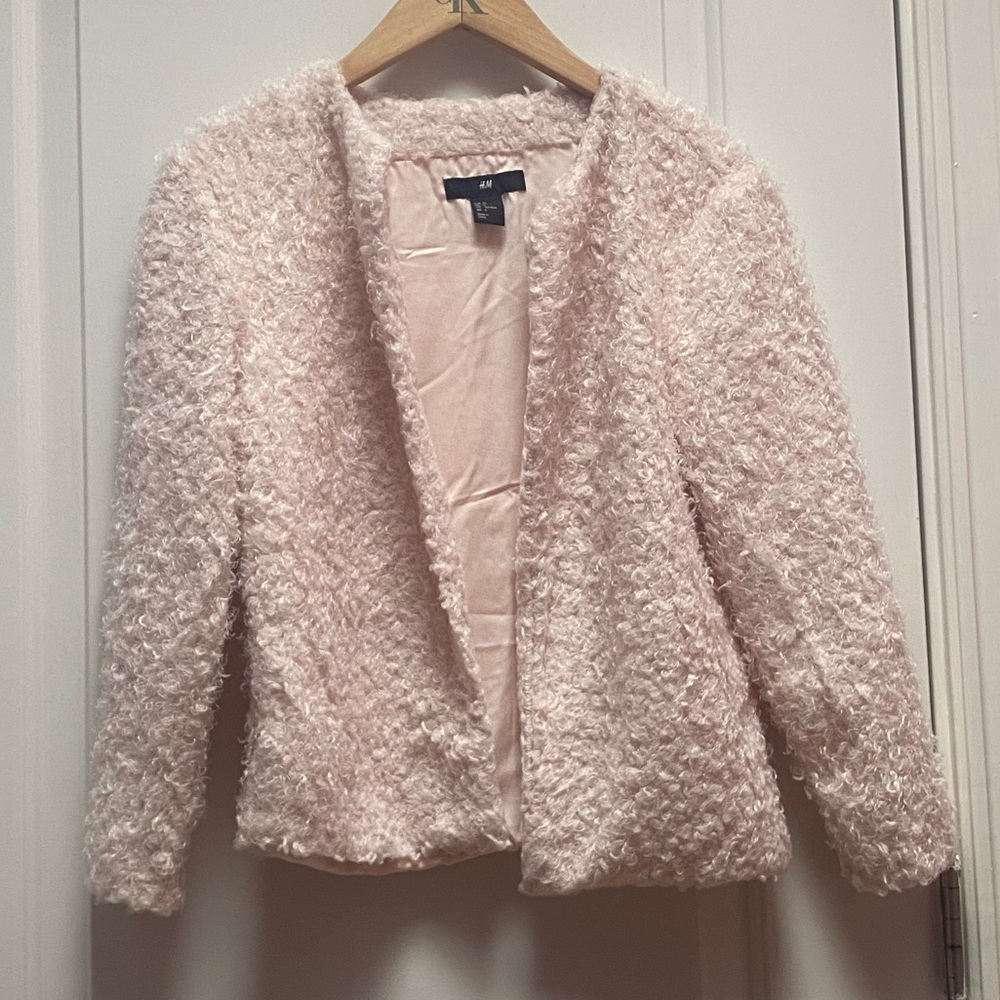 hm | pink furry blazer